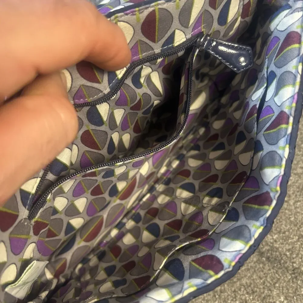 Vera Bradley Blue Quilted Microfiber Crossbody Turn Lock Handbag Purse